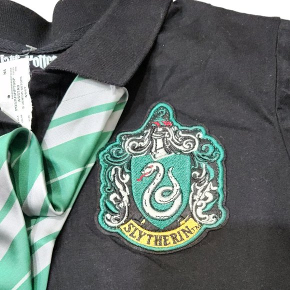 NEW Harry Potter Juniors Slytherin Caped Polo Shirt with Tie Collared Neck 2XL - Picture 2 of 7